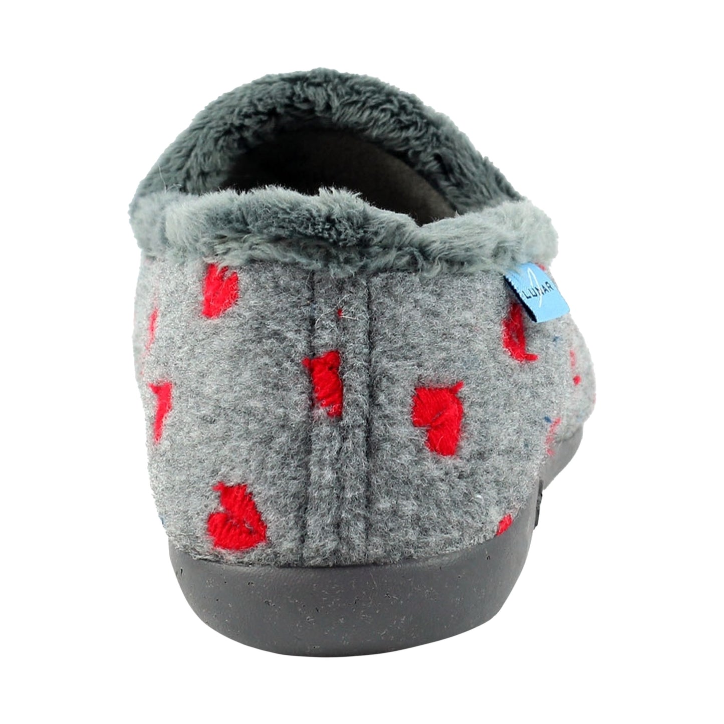 Grey - Side - Lunar Womens-Ladies Callisto Hearts Slippers