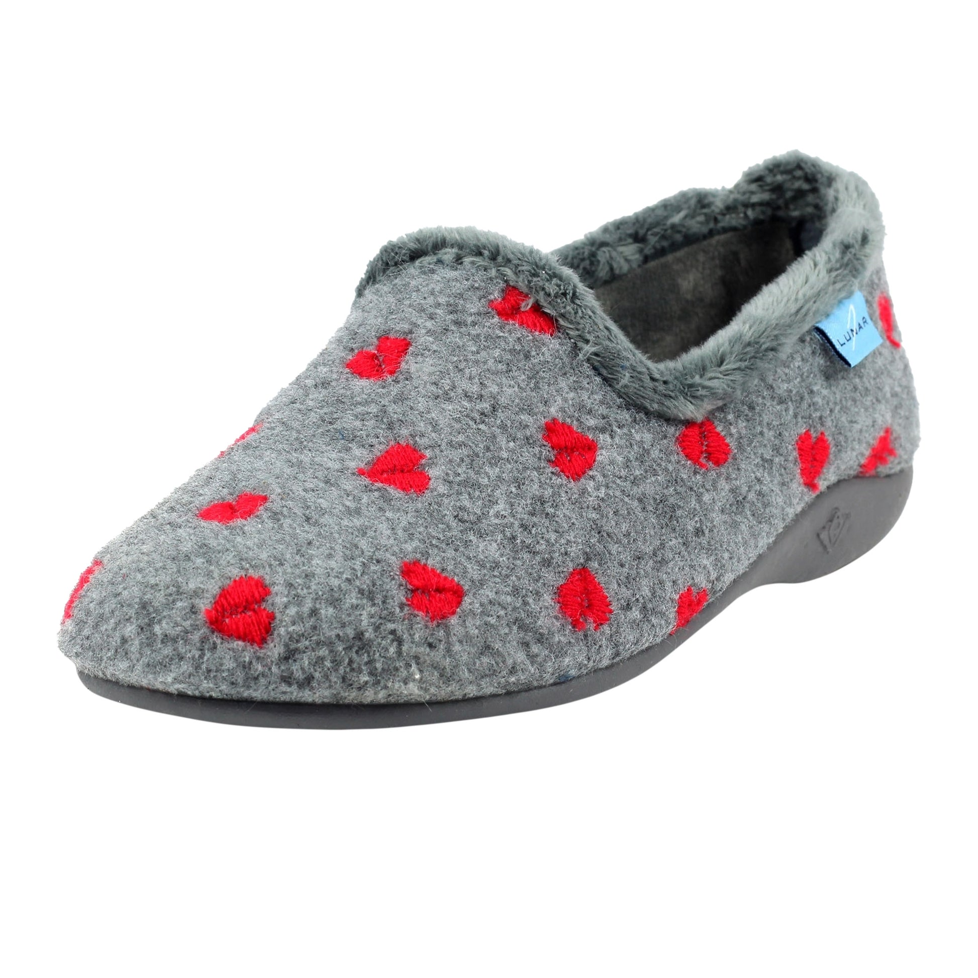 Grey - Lifestyle - Lunar Womens-Ladies Callisto Hearts Slippers
