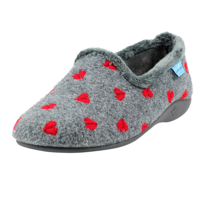 Grey - Lifestyle - Lunar Womens-Ladies Callisto Hearts Slippers