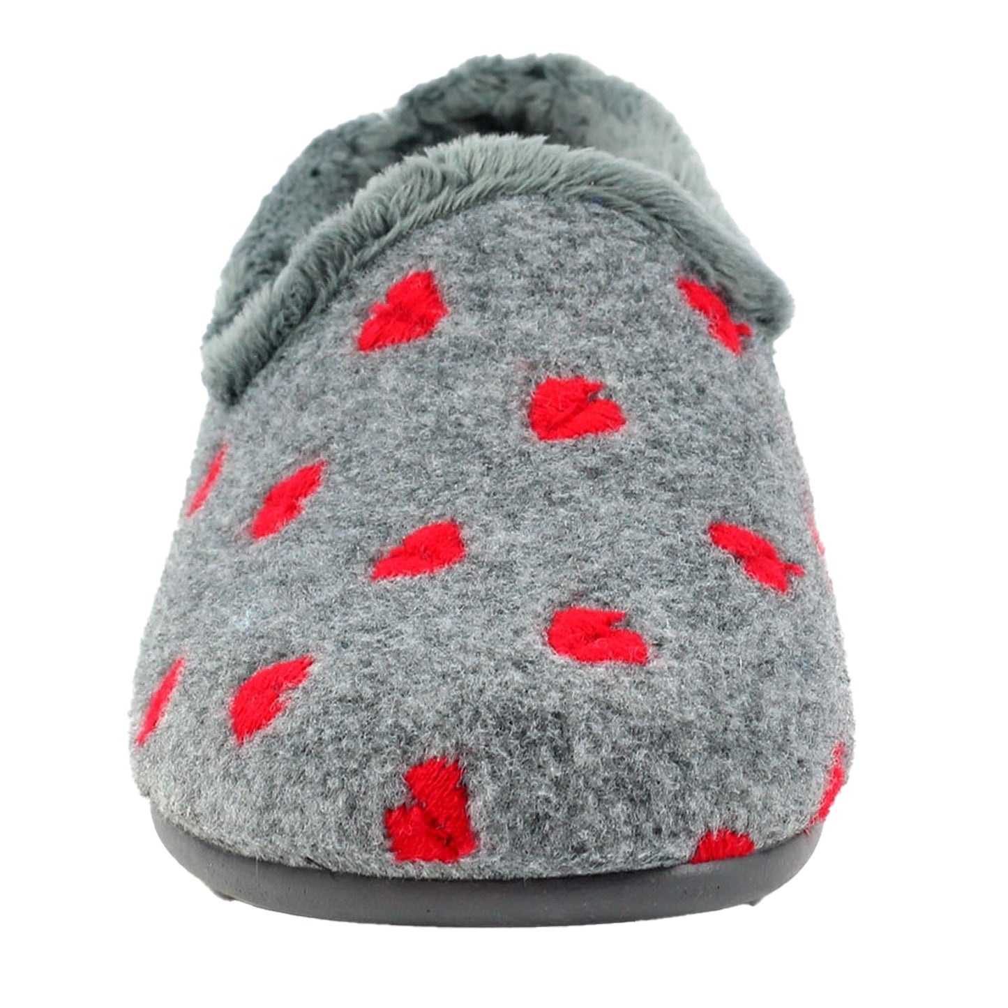 Grey - Pack Shot - Lunar Womens-Ladies Callisto Hearts Slippers