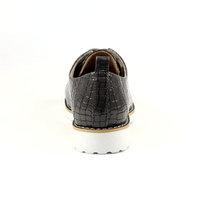 Grey - Back - Lunar Womens-Ladies Croft Shoes