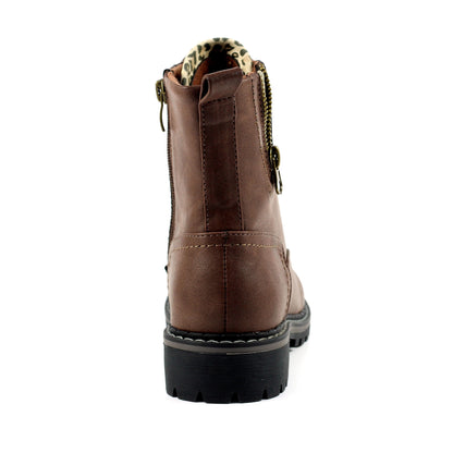 Brown - Back - Lunar Womens-Ladies Nevada Ankle Boots