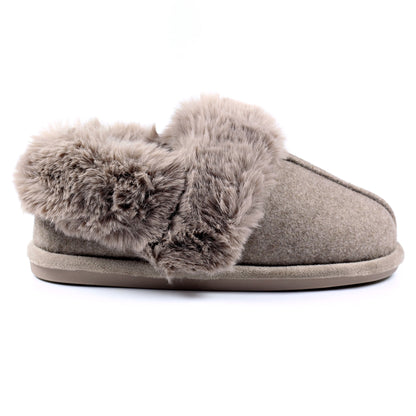 Taupe - Back - Lunar Womens-Ladies Ember Slippers
