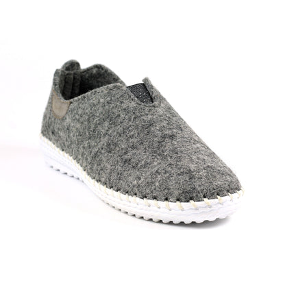 Grey - Front - Lunar Womens-Ladies Colette Leather Slippers