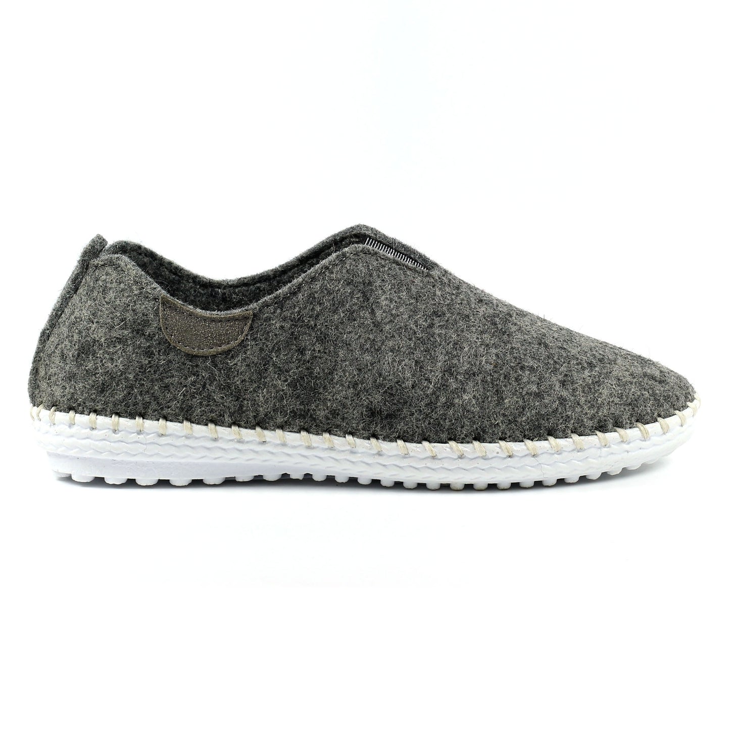 Grey - Side - Lunar Womens-Ladies Colette Leather Slippers