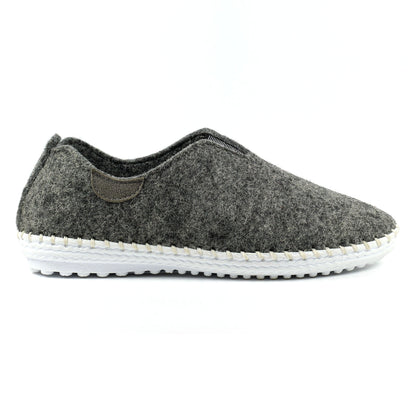 Grey - Side - Lunar Womens-Ladies Colette Leather Slippers