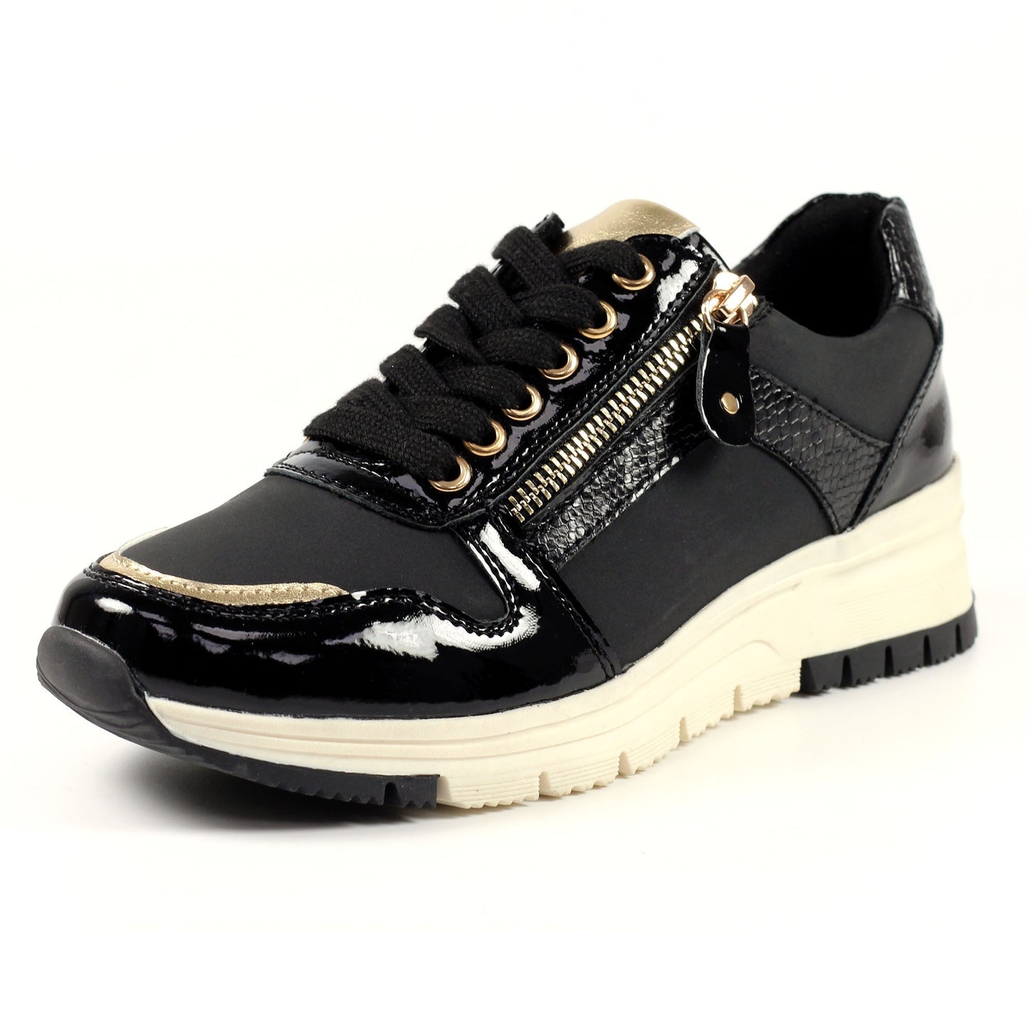 Black - Close up - Lunar Womens-Ladies Sammy Suede Trainers