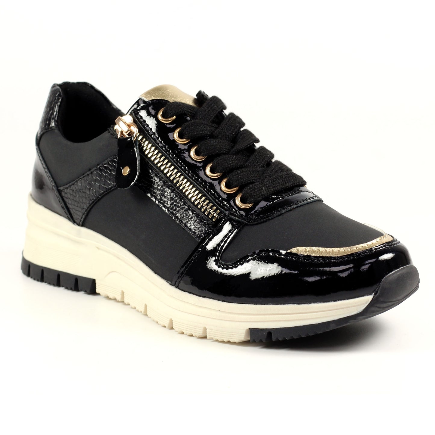 Black - Front - Lunar Womens-Ladies Sammy Suede Trainers