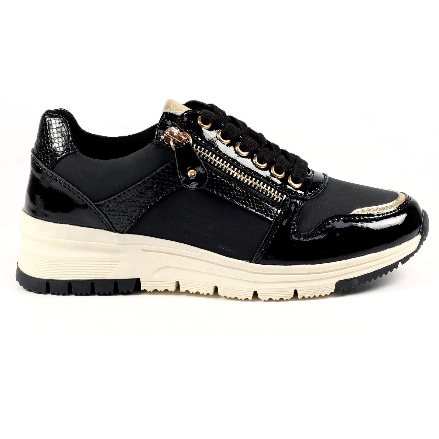 Black - Side - Lunar Womens-Ladies Sammy Suede Trainers