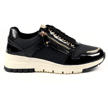Black - Side - Lunar Womens-Ladies Sammy Suede Trainers