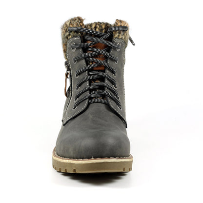 Grey - Close up - Lunar Womens-Ladies Millie Waterproof Ankle Boots