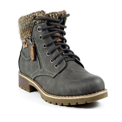 Grey - Front - Lunar Womens-Ladies Millie Waterproof Ankle Boots