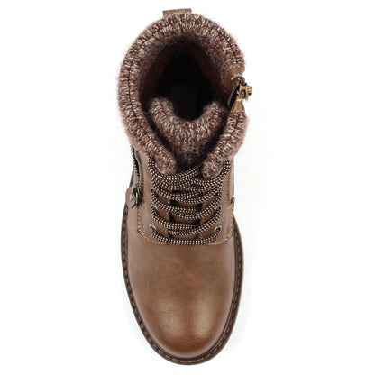 Taupe - Side - Lunar Womens-Ladies Benson III Waterproof Ankle Boots