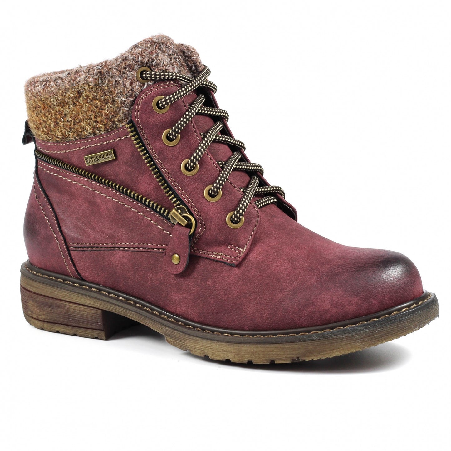 Burgundy - Front - Lunar Womens-Ladies Benson III Waterproof Ankle Boots