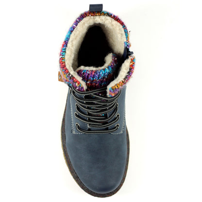 Blue - Pack Shot - Lunar Womens-Ladies Jalapeno Waterproof Ankle Boots
