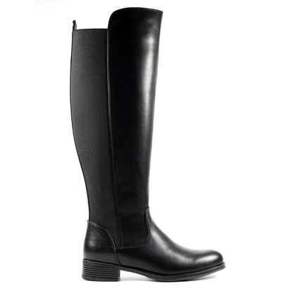 Black - Side - Lunar Womens-Ladies Winford Long Boots