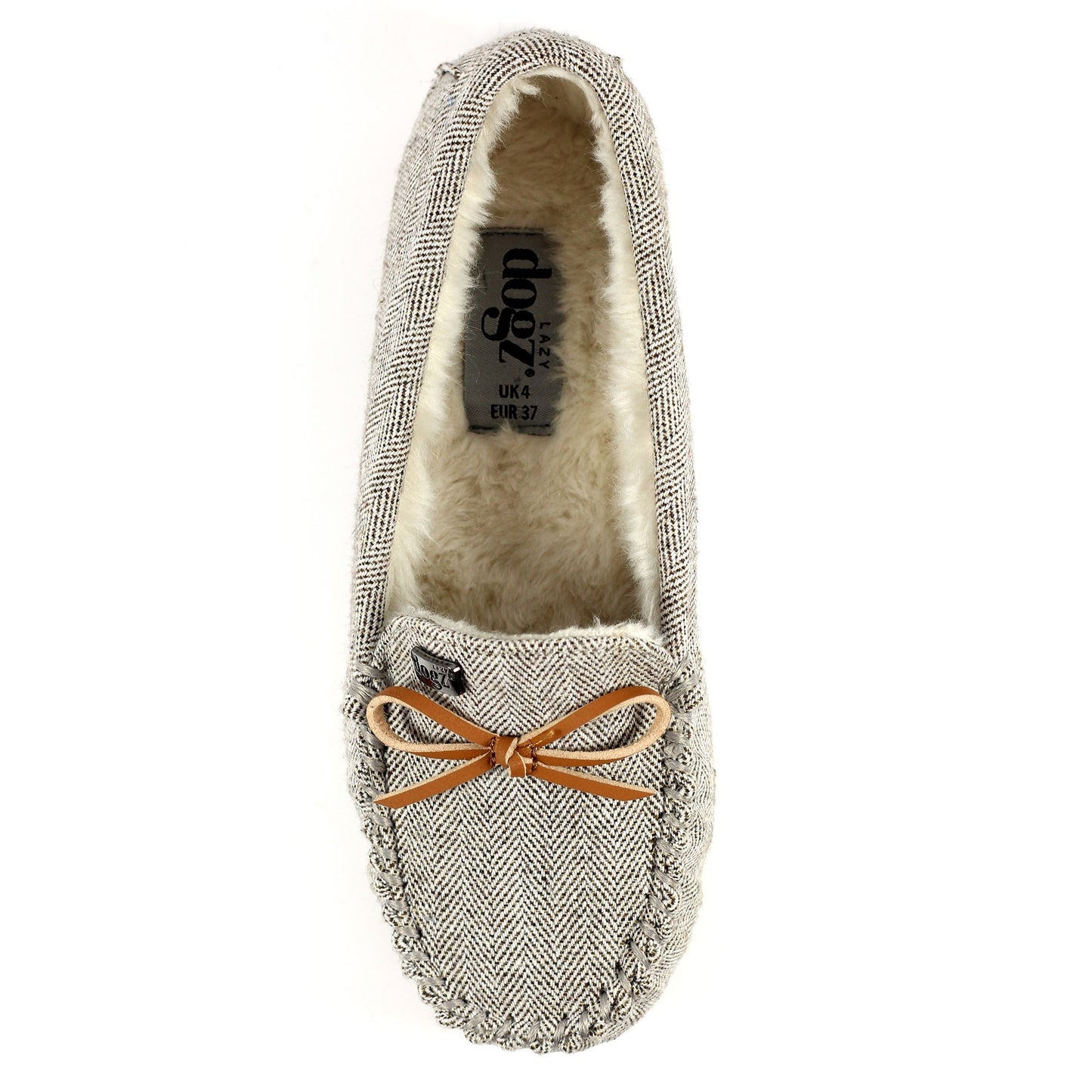 Beige - Lifestyle - Lazy Dogz Womens-Ladies Jennings Leather Trim Moccasins