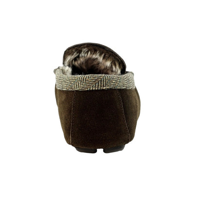 Brown - Back - Lazy Dogz Mens Worley Suede Slippers