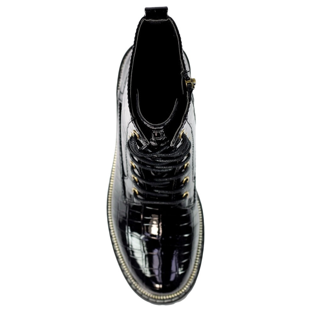 Black - Lifestyle - Lunar Womens-Ladies Regan Croc Ankle Boots