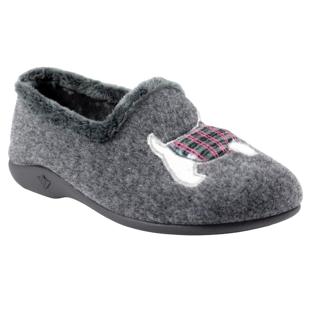 Grey - Front - Lazy Dogz Womens-Ladies Monique Scottish Terrier Slippers