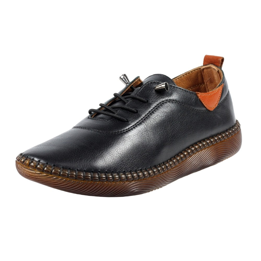 Black - Lifestyle - Lunar Womens-Ladies St Vincent Leather Plimsolls