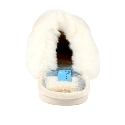 Blue - Back - Lunar Womens-Ladies Kayden Faux Fur Lined Slippers