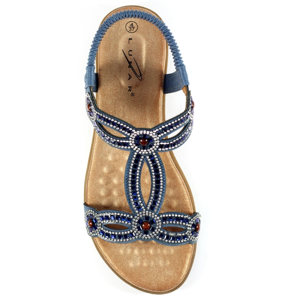 Blue - Pack Shot - Lunar Womens-Ladies Arraso Sandals