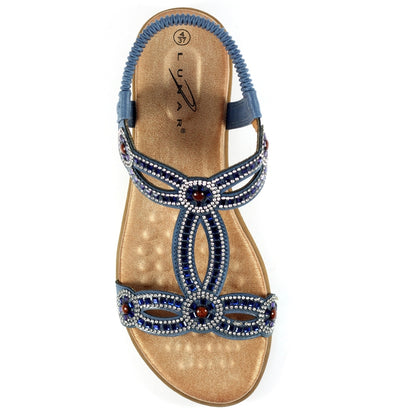 Blue - Pack Shot - Lunar Womens-Ladies Arraso Sandals