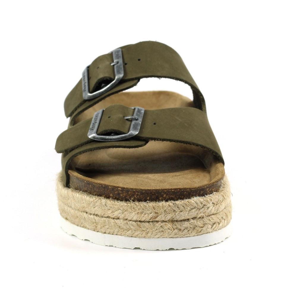 Khaki - Close up - Lunar Womens-Ladies Dogz Gaze Sandals