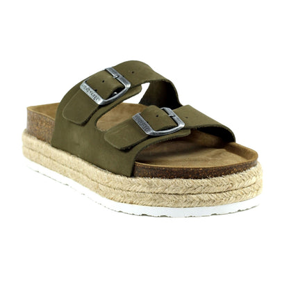 Khaki - Front - Lunar Womens-Ladies Dogz Gaze Sandals