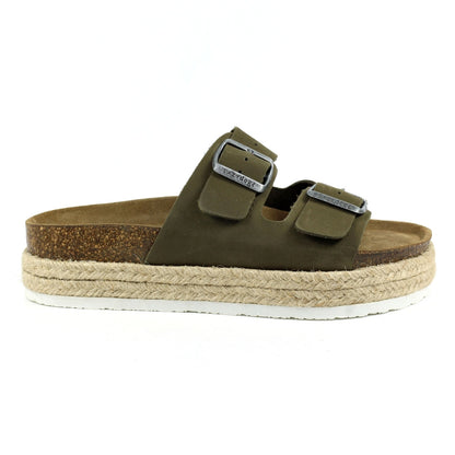 Khaki - Side - Lunar Womens-Ladies Dogz Gaze Sandals