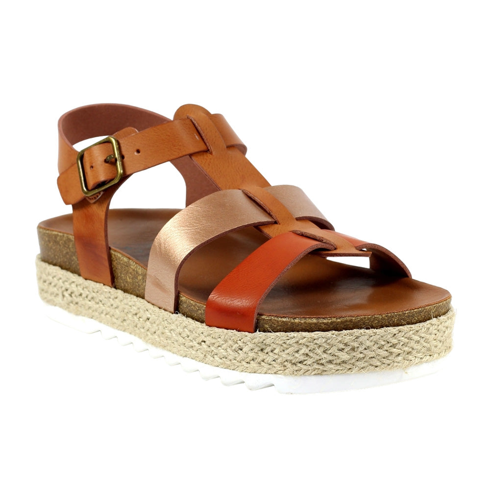 Tan - Front - Lunar Womens-Ladies Rage II Sandals