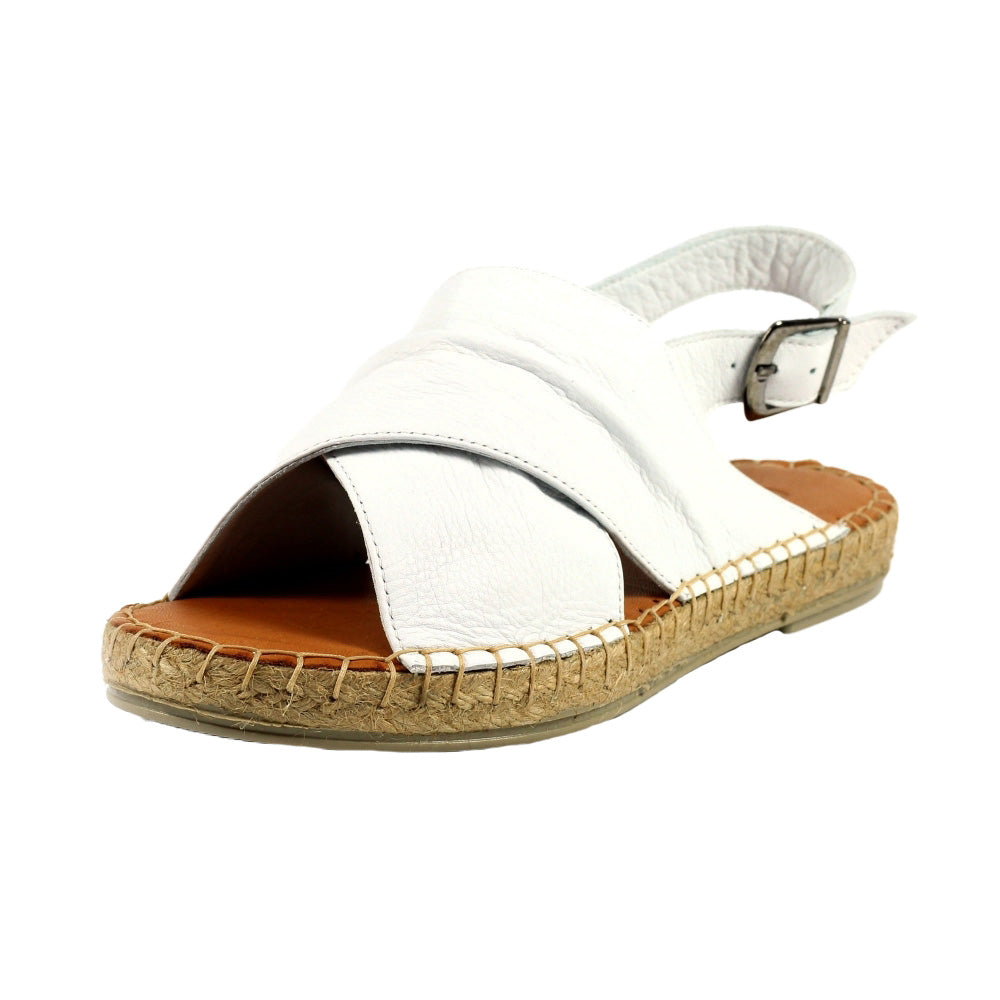 White - Pack Shot - Lazy Dogz Womens-Ladies Mercy Leather Sandals