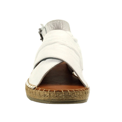 White - Close up - Lazy Dogz Womens-Ladies Mercy Leather Sandals