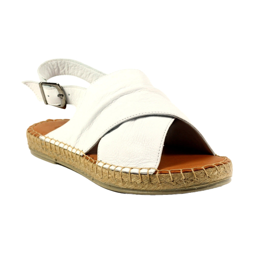 White - Front - Lazy Dogz Womens-Ladies Mercy Leather Sandals