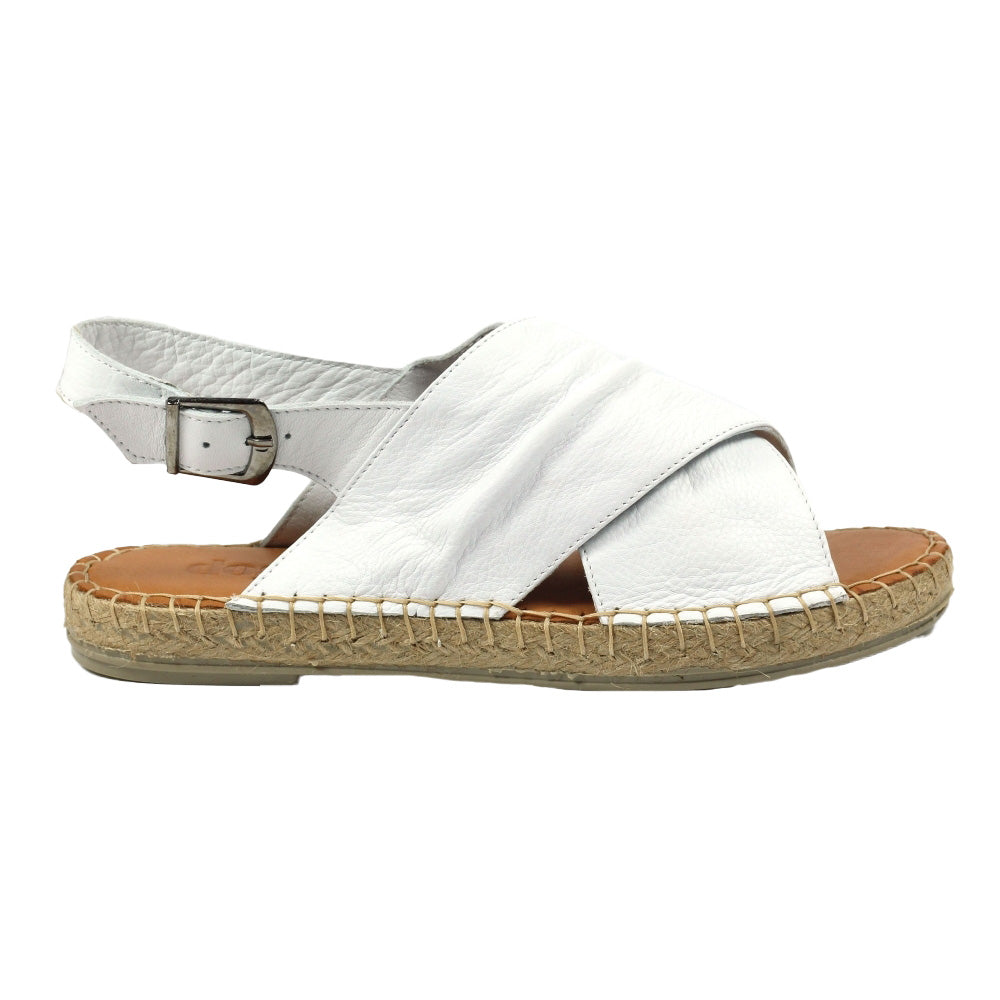 White - Side - Lazy Dogz Womens-Ladies Mercy Leather Sandals