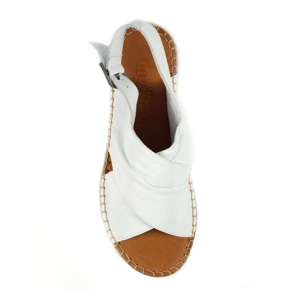 White - Lifestyle - Lazy Dogz Womens-Ladies Mercy Leather Sandals
