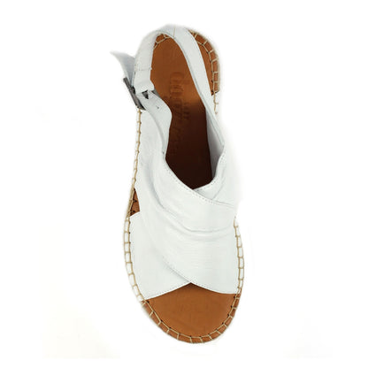 White - Lifestyle - Lazy Dogz Womens-Ladies Mercy Leather Sandals