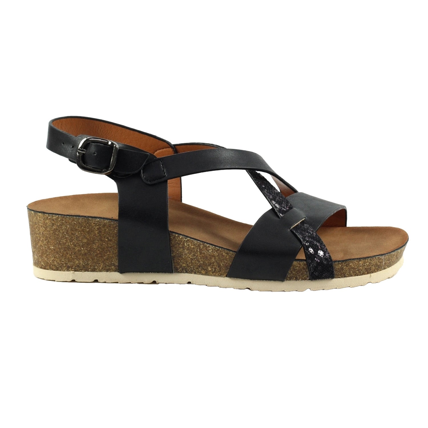 Black - Side - Lunar Womens-Ladies Liberty Sandals