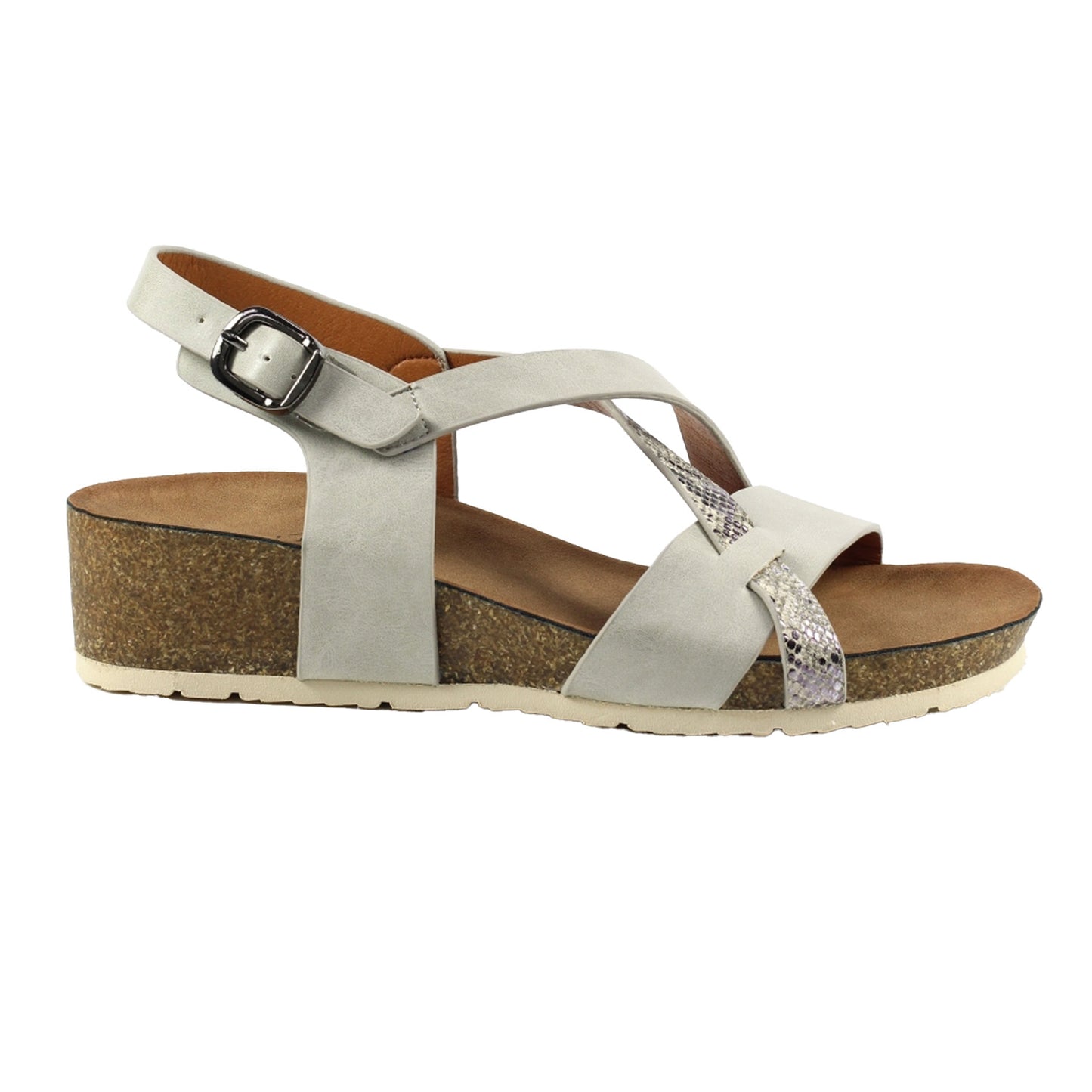 Grey - Side - Lunar Womens-Ladies Liberty Sandals