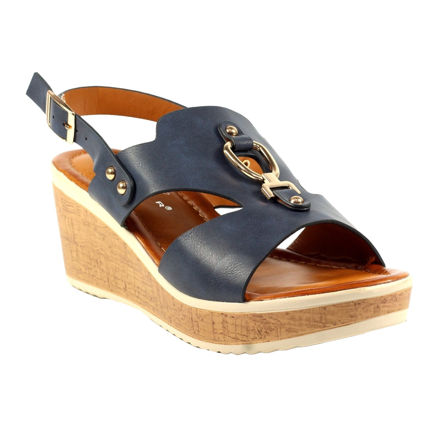 Blue - Front - Lunar Womens-Ladies Ambrosia Wedge Heel Sandals