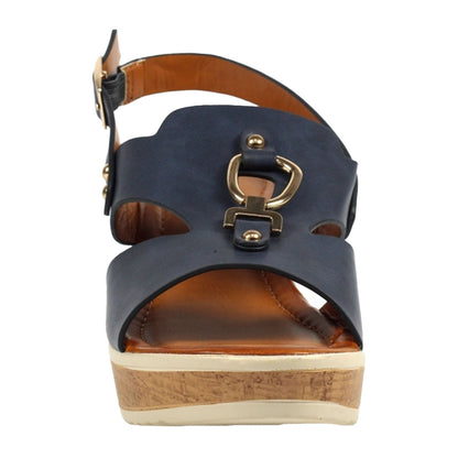 Blue - Pack Shot - Lunar Womens-Ladies Ambrosia Wedge Heel Sandals