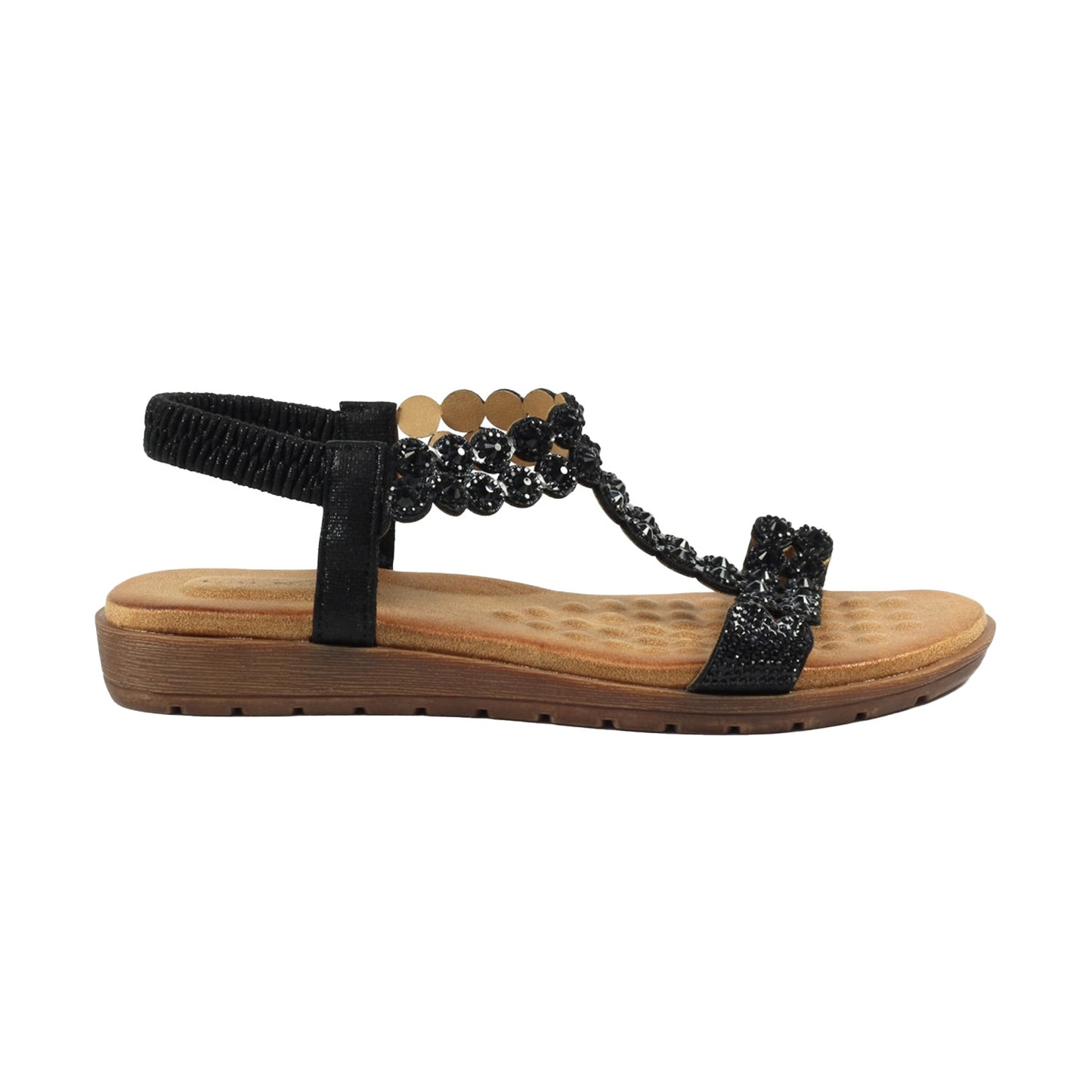 Black - Side - Lunar Womens-Ladies Ashfield Sandals