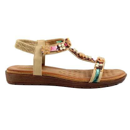 Beige - Side - Lunar Womens-Ladies Becca Sandals