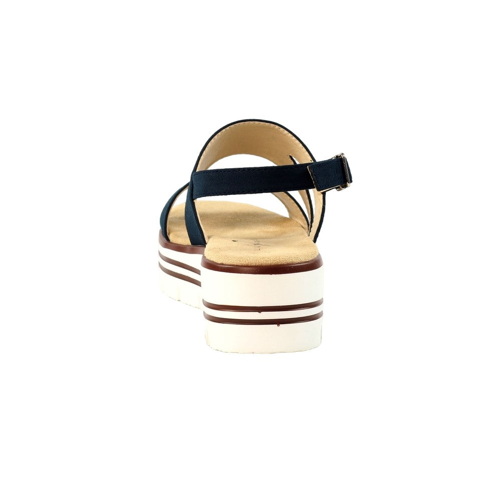 Blue - Back - Lunar Womens-Ladies Jocelyn Wedge Heel Sandals