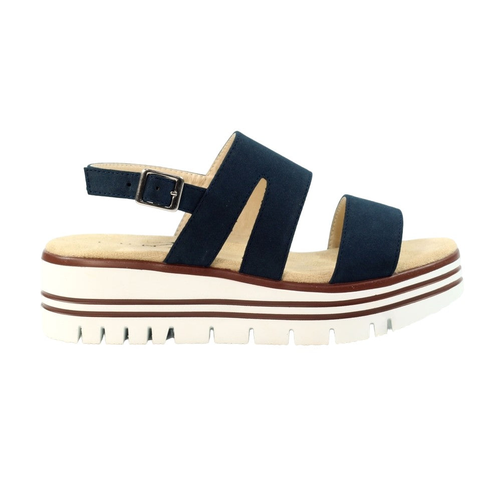 Blue - Side - Lunar Womens-Ladies Jocelyn Wedge Heel Sandals