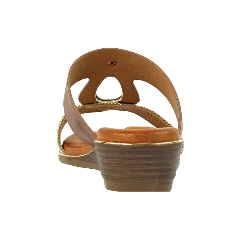 Brown - Lifestyle - Lunar Womens-Ladies Porto Wedge Heel Sandals