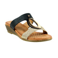 Black - Front - Lunar Womens-Ladies Porto Wedge Heel Sandals