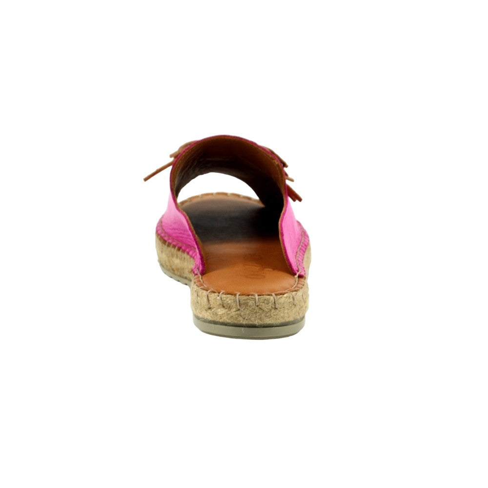 Fuchsia - Back - Lazy Dogz Womens-Ladies Joss Leather Sandals