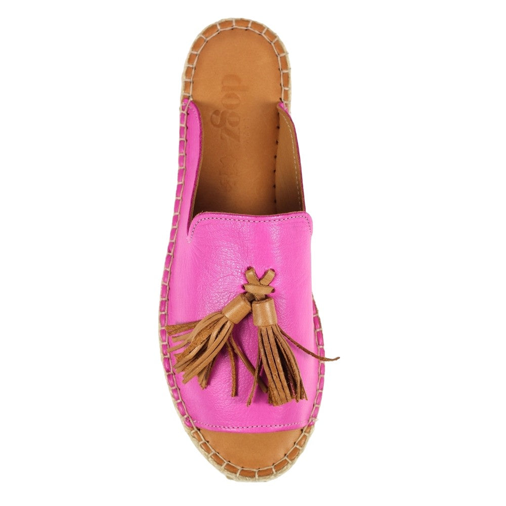 Fuchsia - Lifestyle - Lazy Dogz Womens-Ladies Joss Leather Sandals